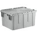 A grey Choice stackable tote box with attached lid.