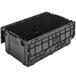 A black Choice stackable chafer storage box with attached lid and handles.