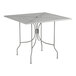 A Lancaster Table & Seating Harbor Gray square metal table with a metal base.