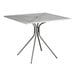 A Lancaster Table & Seating Harbor Gray square outdoor table with metal legs.