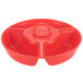 A red polypropylene tray with a lid and a handle.