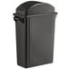A Lavex black rectangular trash can with dome swing lid.