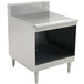 An Eagle Group underbar glass rack storage unit with a recessed stainless steel worktop.