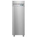 A silver Hoshizaki pass-through refrigerator with full solid doors.