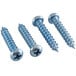 A pack of four Lancaster Table & Seating screws with blue panheads.