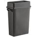 A Lavex black plastic trash can with a lid.