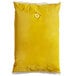 A yellow plastic bag of Heinz mustard with a white label and fitment.