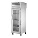 A stainless steel True Spec Series heated holding cabinet with glass and solid doors.