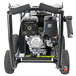 A black Simpson gas powered pressure washer with wheels.