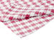 A red and white checkered Intedge vinyl table cover.