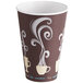 A brown paper Dart ThermoGuard cup with white and brown steam designs.