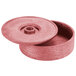 An 8" pink polyethylene round container with a lid.