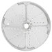 A Robot Coupe 1/16" grating / shredding disc, a circular metal object with holes.