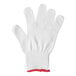 A white Mercer Culinary Millennia cut-resistant glove with a red band.