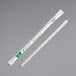 A white EcoChoice jumbo compostable straw individually wrapped in white paper with green text.