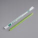 A green and white EcoChoice giant compostable wrapped straw with a green cap.