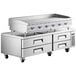 A Cooking Performance Group refrigerated chef base with 4 drawers under a gas griddle.
