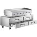 A Cooking Performance Group stainless steel chef base with drawers.