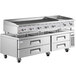 A stainless steel Cooking Performance Group refrigerated chef base with 4 drawers.
