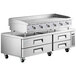 A Cooking Performance Group refrigerated chef base with a gas griddle on top.