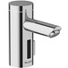 A close-up of a silver Sloan Optima Bluetooth deck-mounted faucet with a side mixer.