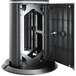 A black metal Bizerba price computing scale enclosure with a door open.