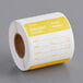 A roll of white paper with yellow and white text that reads "Tuesday" and "Noble Products Tuesday 2" x 2" Dissolvable Day of the Week Label"