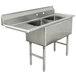 A stainless steel Advance Tabco commercial sink with two bowls and a left drainboard.
