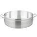A silver Vollrath Wear-Ever aluminum brazier pot with two handles.