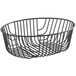 An Acopa black metal wire basket with a handle.