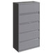 A Hirsh Industries arctic silver steel filing cabinet with five drawers.
