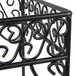 An American Metalcraft Contempo Black Scroll square pizza stand with a spiral design in black metal.
