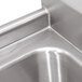 A close-up of an Advance Tabco stainless steel pot sink with a right drainboard.