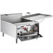 A large stainless steel Carnival King liquid propane countertop funnel cake fryer with the lid open.