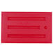 A red rectangular plastic cover with a black border and four holes.