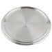 A Vollrath stainless steel pot cover with a circular pattern on it.