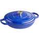 A Valor Galaxy Blue enameled cast iron casserole with a lid.