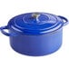 A Valor Galaxy Blue enameled cast iron dutch oven with a lid.