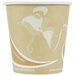 A brown and white Eco-Products paper hot cup with a white lid.