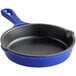A Valor Galaxy Blue enameled cast iron skillet with a handle.