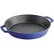 A Valor Galaxy Blue enameled cast iron skillet with dual handles.