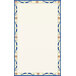 White rectangular menu paper with a blue and red Mediterranean border.