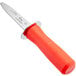 A Choice Boston Style Oyster Knife with a red handle.