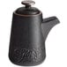 An Acopa black textured stoneware soy sauce pourer with a lid and handle.