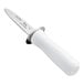 A Choice Boston style oyster knife with a white handle and silver blade.