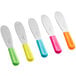 A group of Choice sandwich spreaders with scalloped edges and neon yellow, green, pink, and orange handles.