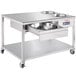 A stainless steel 48" Avalon Manufacturing donut finishing table with a drawer.