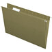 A green Pendaflex file folder with white labels.