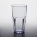 A clear plastic tumbler with a clear bottom.