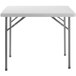 A speckled gray National Public Seating heavy-duty plastic folding table with metal legs.